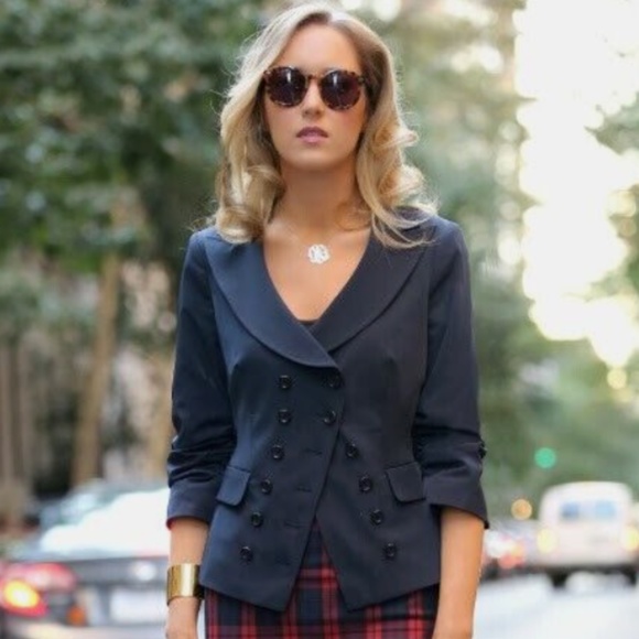 VINTAGE Elizabeth and James blazer - black, double breasted, ruched sleeves - Picture 7 of 16